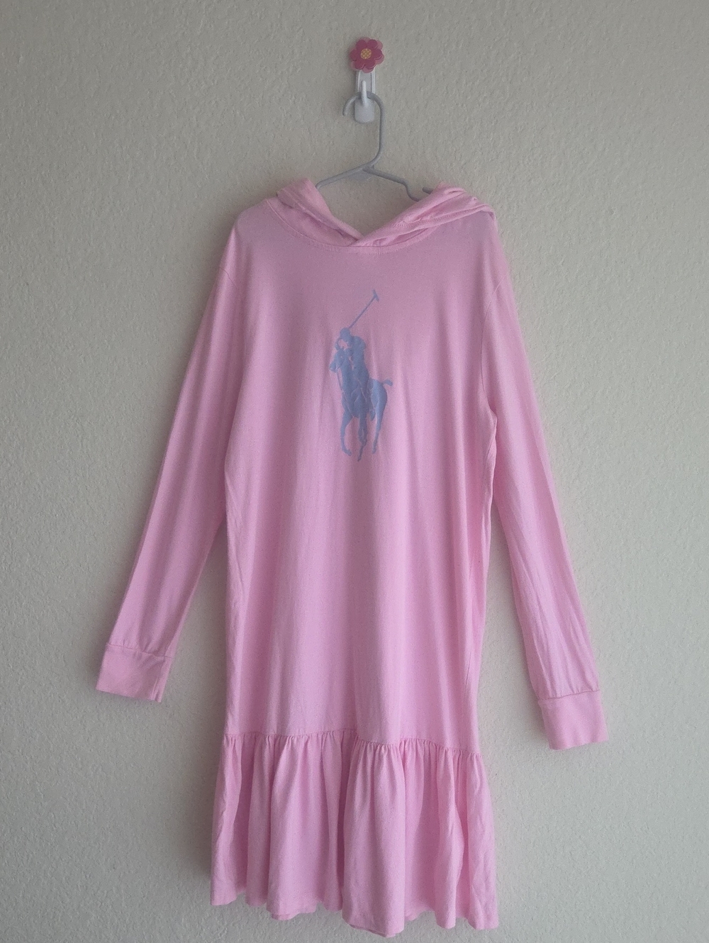 Polo by Ralph Lauren Pink Hoodie Dress with Blue Logo